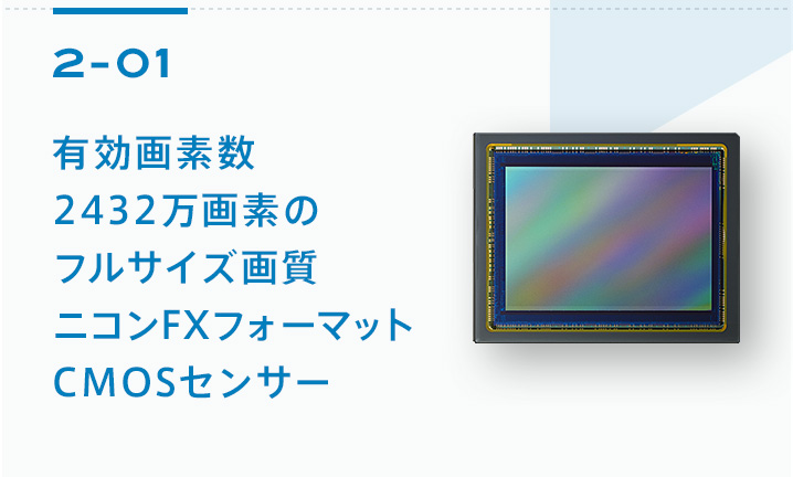 2-01 有効画素数2432万画素のフルサイズ画質 ニコンFXフォーマットCMOSセンサー